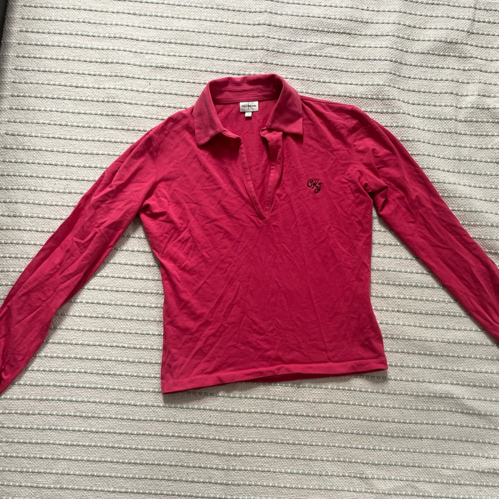 Calvin Klein Y2K v-neck polo top